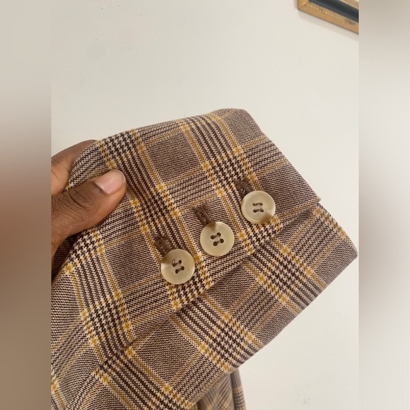 Free People Boyfriend Yellow and Brown Oversized Blazer Size Small - Picture 6 of 8